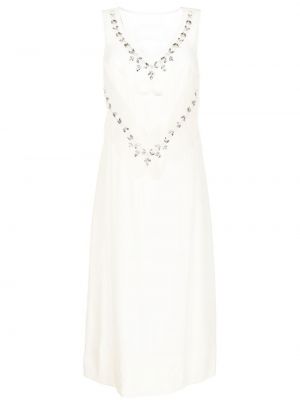 Jedwabna sukienka z kryształkami Simone Rocha biała