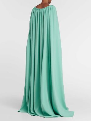 Plisované hodvábne dlouhé šaty Oscar De La Renta zelená