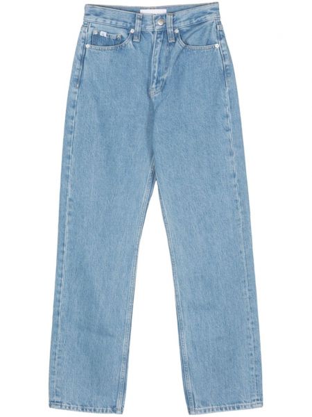 Korkea vyötärö straight leg-farkut Calvin Klein Jeans sininen