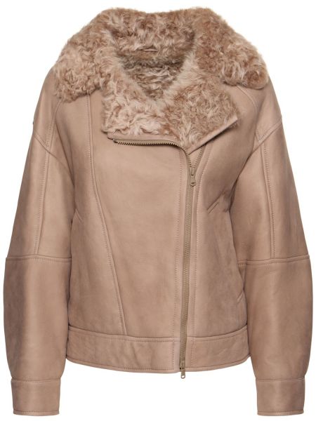 Læderjakke Brunello Cucinelli beige