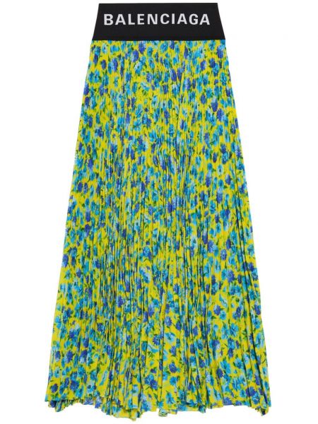 Plisirana midi suknja s cvjetnim printom s printom Balenciaga plava
