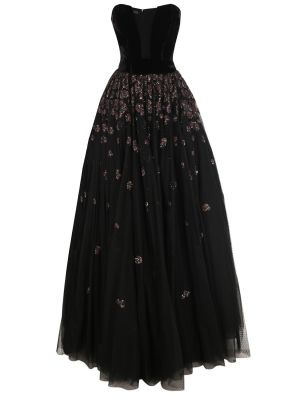 Корсетное платье с пайетками By Saiid Kobeisy черное