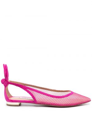Mrežaste cipele od brušene kože Aquazzura ružičasta