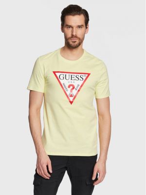 Тениска slim Guess жълто