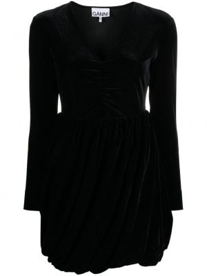 Кадифена рокля Ganni черно