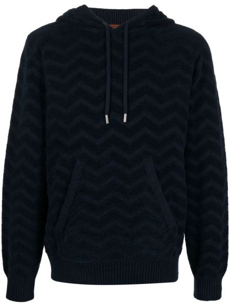 Stickad hoodie Missoni blå