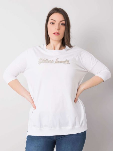 Oversized μπλούζα με επιγραφή Fashionhunters λευκό