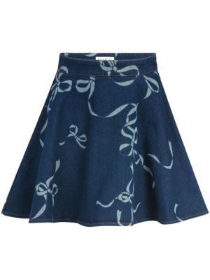 Spódnica z kokardką bawełniana z nadrukiem Nina Ricci niebieska