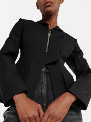 Moherowa kurtka wełniana z baskinką Givenchy czarna