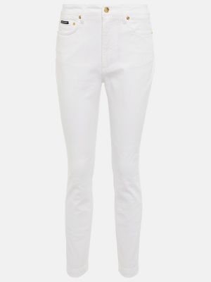 Skinny fit džínsy s vysokým pásom Dolce&gabbana biela