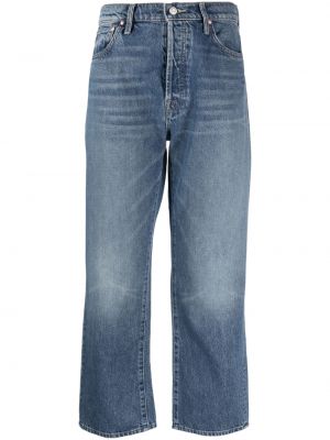 Klasické bavlněné straight fit džíny s páskem Mother - modrá