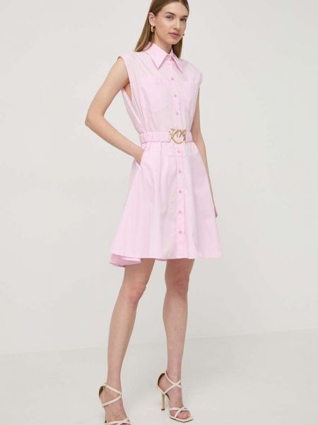 Sukienka mini bawełniana Pinko różowa