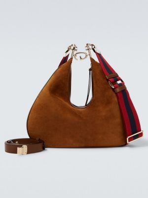 Crossbody torbica iz semiša Gucci rdeča