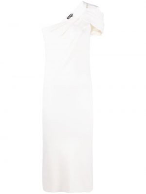 Μεταξωτή μάλλινη μίντι φόρεμα Tom Ford λευκό