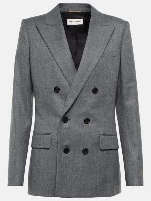 Шерстяной пиджак Saint Laurent серый