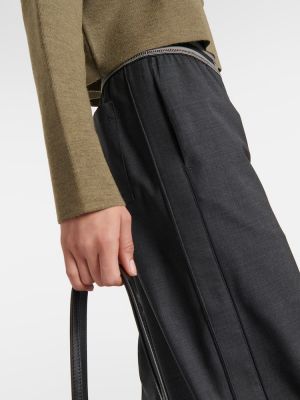 Vlněné kalhoty relaxed fit Loewe šedé