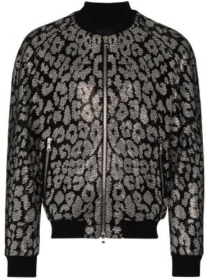 Leopard lang jakke Balmain svart