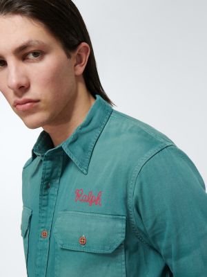 Haftowana koszula jeansowa Polo Ralph Lauren zielona
