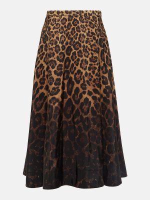 Leopardí hedvábné midi sukně s potiskem Valentino