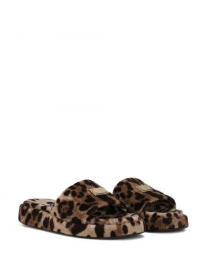 Leopardí fleecové bačkory s potiskem Dolce & Gabbana