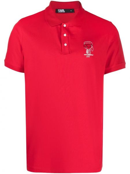Поло тениска с принт Karl Lagerfeld червено