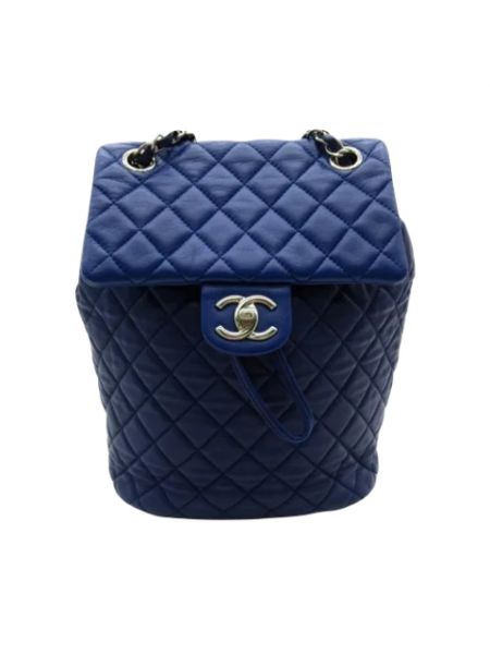 Plecak skórzany Chanel Vintage niebieski