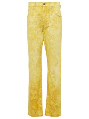 Straight fit džíny s vysokým pasem s potiskem Etro žluté