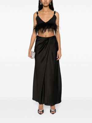 Drapované saténové dlouhá sukně Pinko černé
