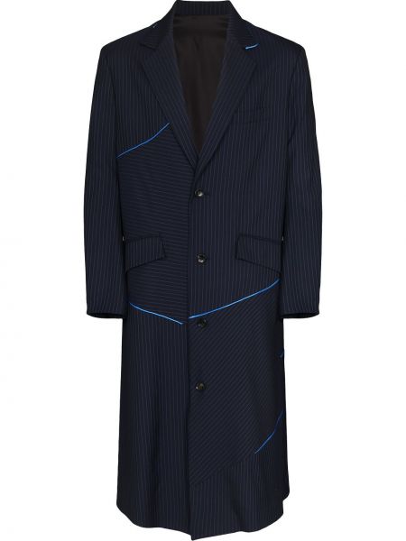 Manteau à boutons en laine à rayures Sulvam bleu