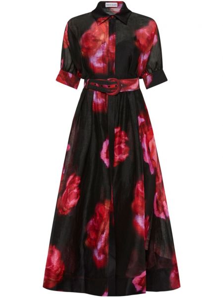Midi haljina s cvjetnim printom s printom Rebecca Vallance crna
