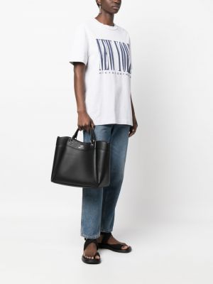 Leder shopper handtasche mit print Armani Exchange schwarz