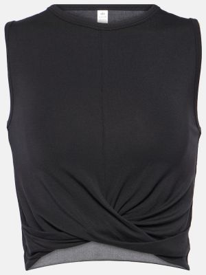 Jersey top z draperijo Alo Yoga črna