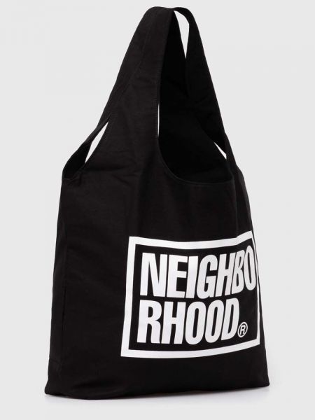 Pamučna shopper torbica Neighborhood crna