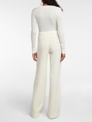 Spodnie z wysoką talią wełniane relaxed fit Chloã© białe