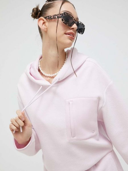 UGG bluza damska kolor różowy z kapturem gładka