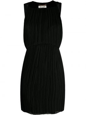 Mini vestido plisado Saint Laurent negro