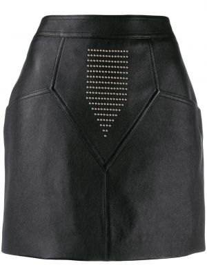 Falda de cuero con apliques Saint Laurent negro