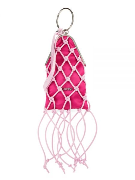 Плетеная сумка через плечо Ganni розовая