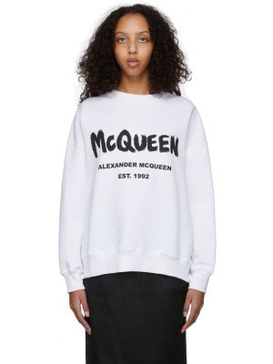 Бело-черная толстовка с логотипом граффити Alexander McQueen
