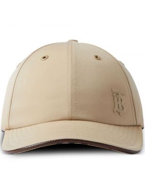 Medvilninis siuvinėtas kepurė su snapeliu Burberry smėlinė