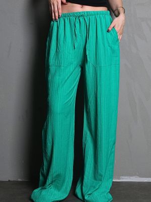 Spodnie relaxed fit z kieszeniami Madmext zielone