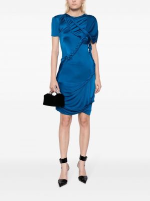 Drapeeritud satiinist kleit Alexander Mcqueen Pre-owned sinine