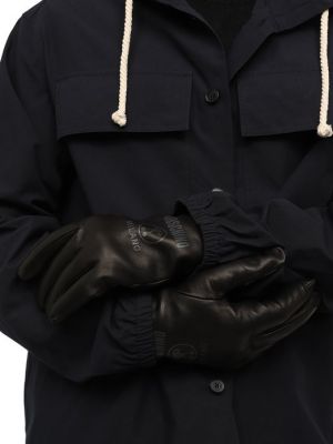 Кожаные перчатки Moschino черные