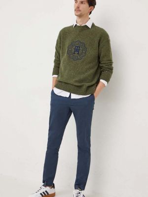 Sweter wełniany Tommy Hilfiger zielony