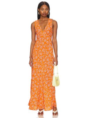 Vestido midi de flores Faithfull The Brand naranja