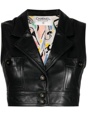 Kožená vesta Chanel Pre-owned černá