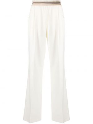 Bavlněné vlněné rovné kalhoty s vysokým pasem Helmut Lang - bílá