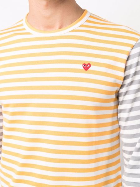 T-shirt a maniche lunghe a righe Comme Des Garçons Play giallo