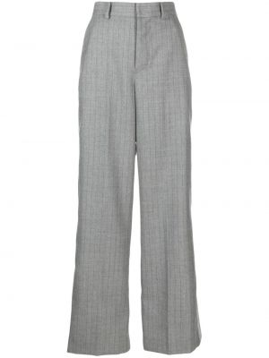 Voľné pruhované vlnené nohavice Sacai sivá