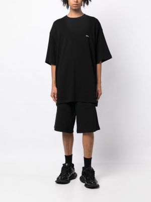T-shirt brodé en coton Team Wang Design noir